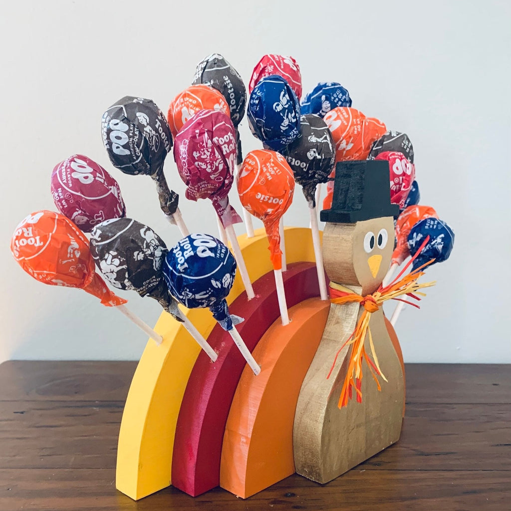 Wooden Turkey Lollipop Holder Fall Centerpiece