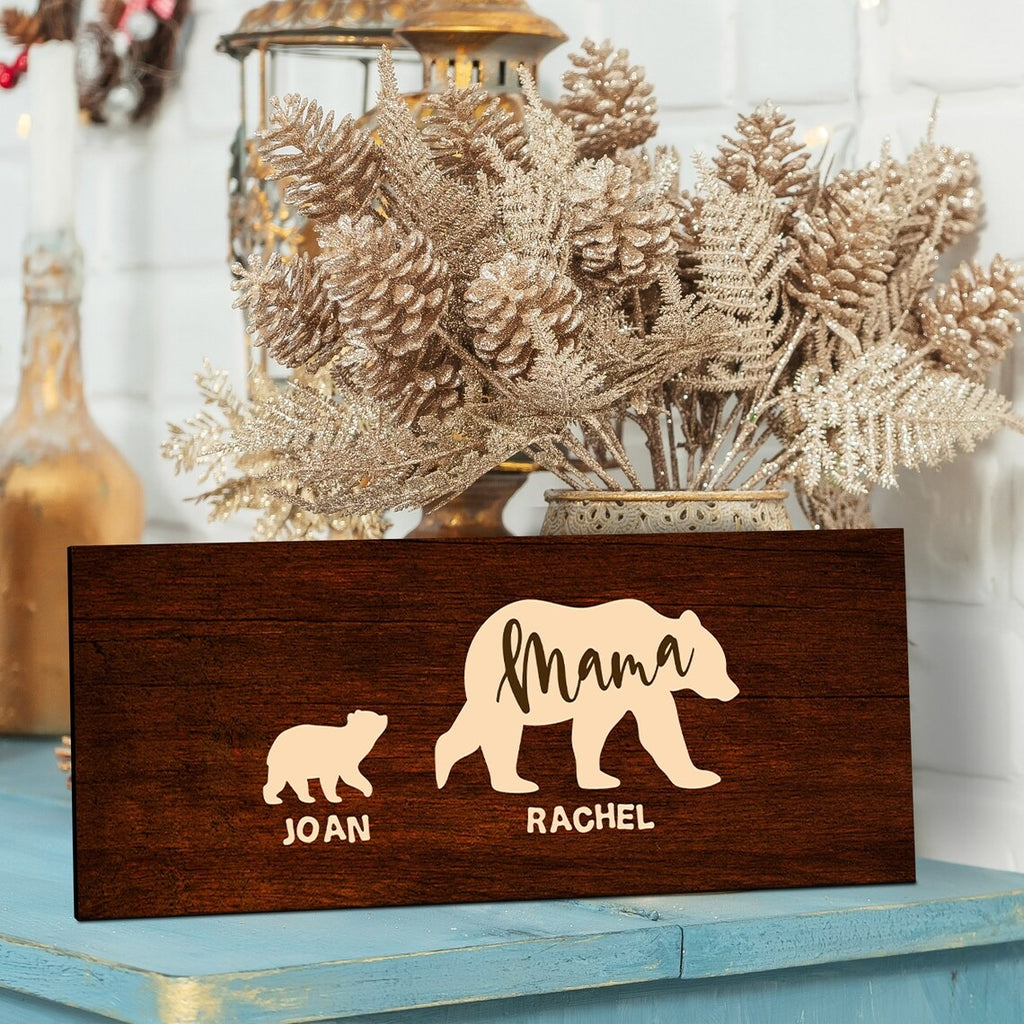 Personalized Mama Bear Sign, Xmas Gift For Mom
