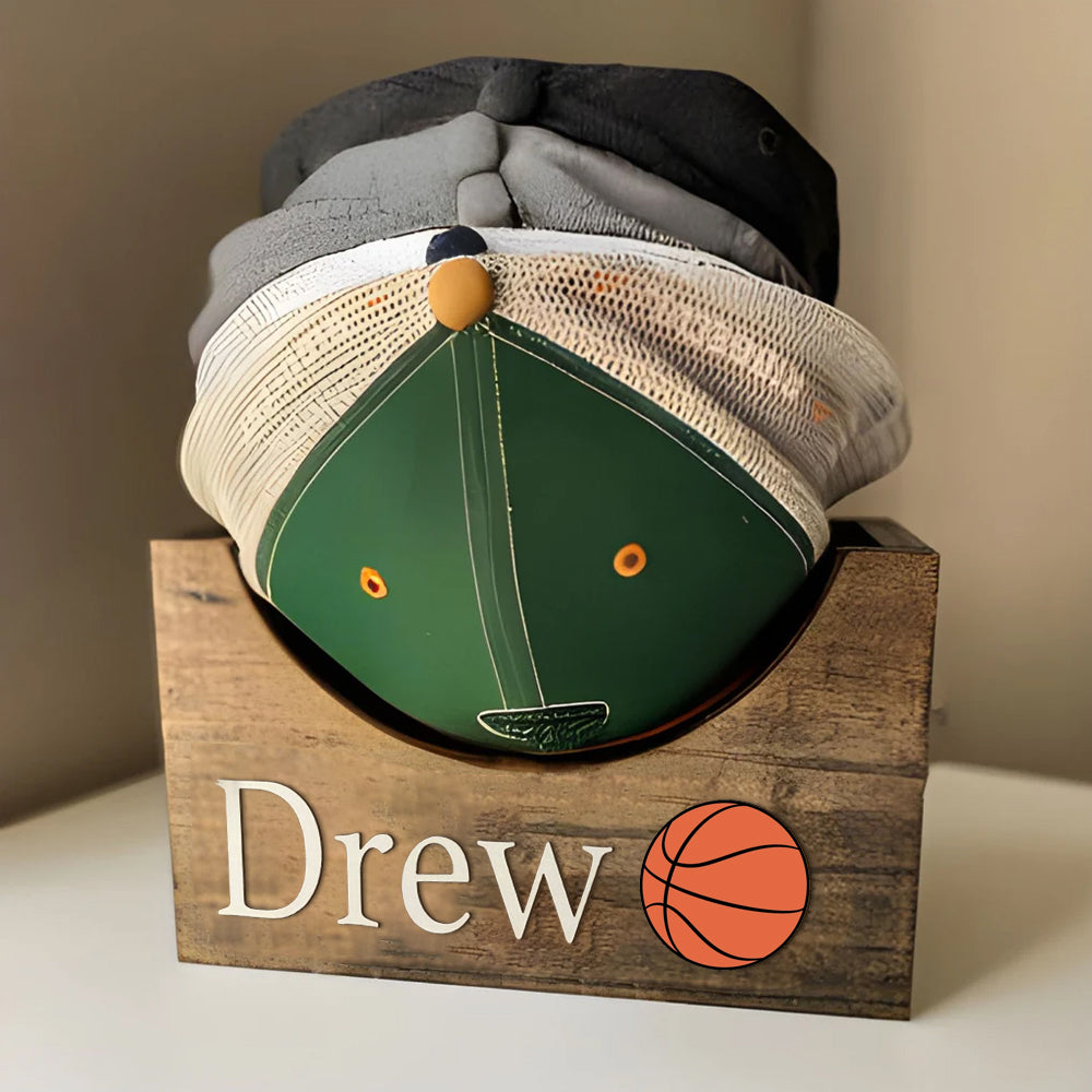 Custom Wooden Hat Holder Box With Ball Gift for Dad