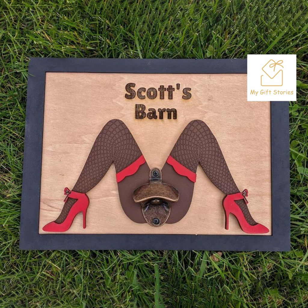 Personalized engraved bottle opener/ barn cave sign