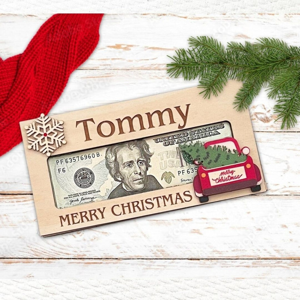 Personalized Christmas Money Holder, Gas Money Cash Envelope