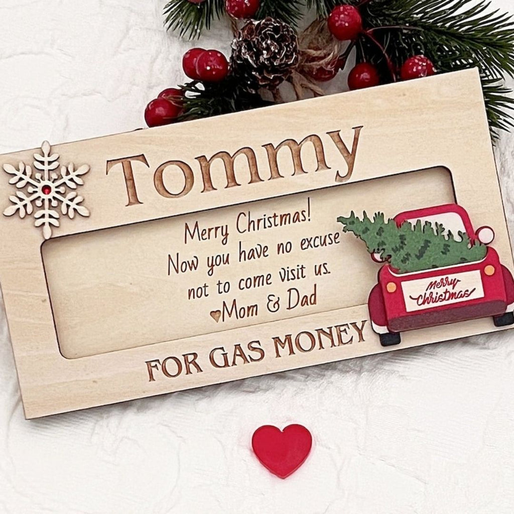 Personalized Christmas Money Holder, Gas Money Cash Envelope