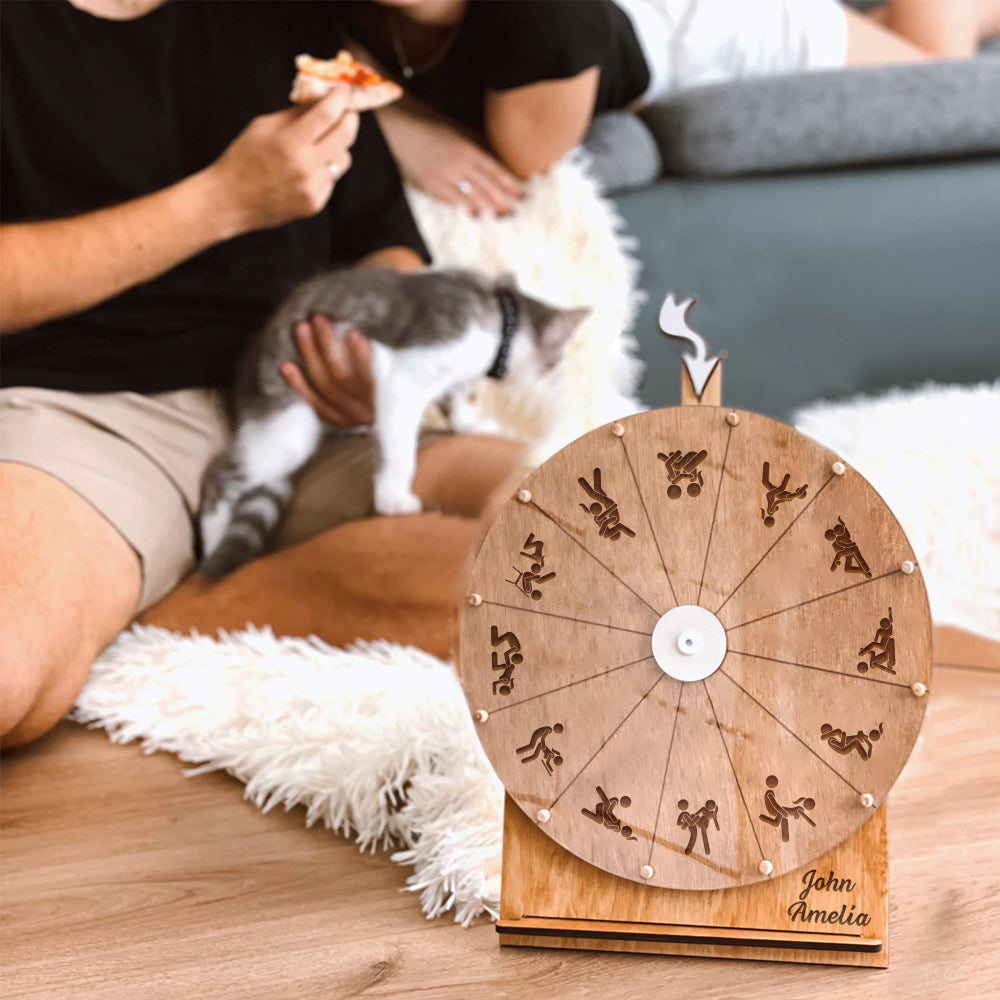 Personalized Wooden Couple Wheel Spinner - Fun and Unique Couple Gift