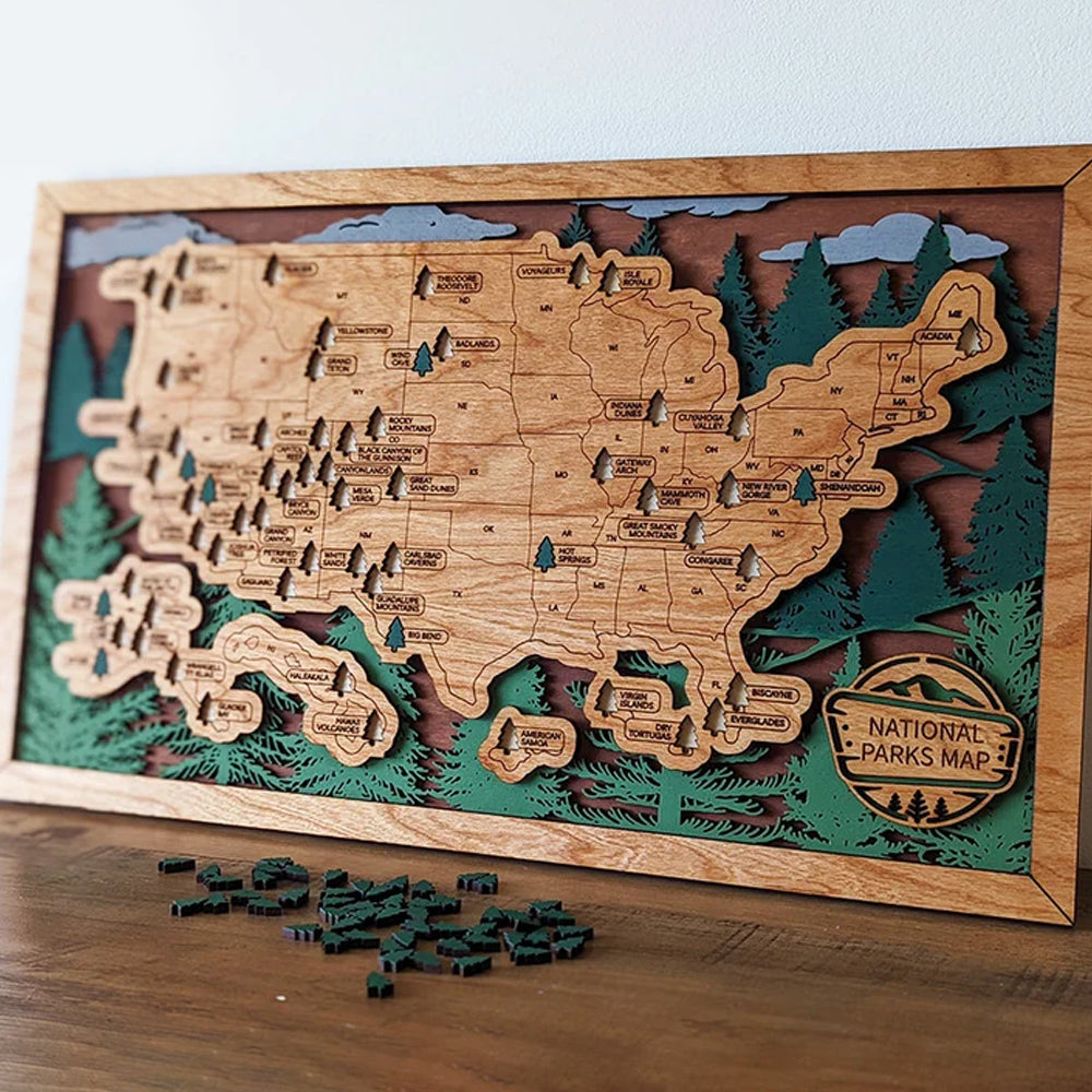 Personalized Wooden US National Parks Travel Map - Gift For Travel Lovers