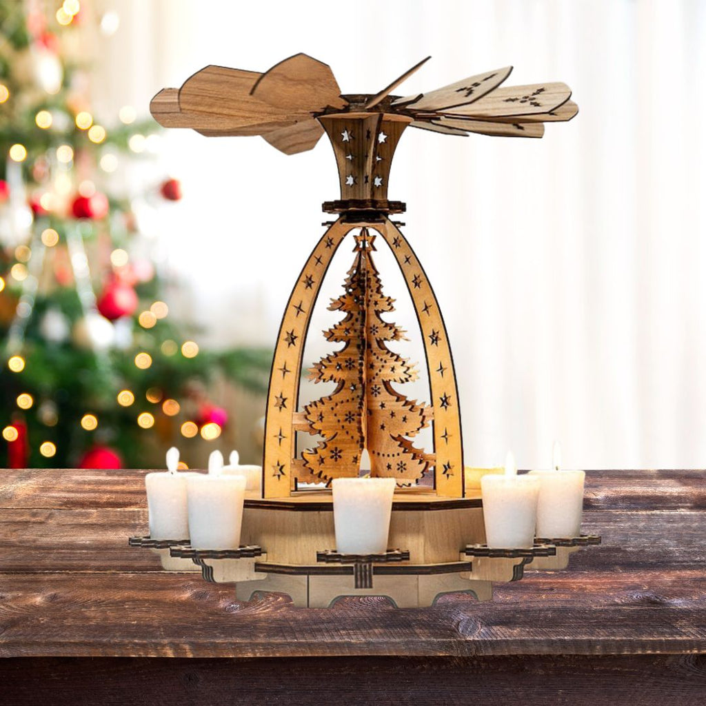 DIY Wooden Christmas Pyramid, Christmas Candle Carousel - Christmas Decoration