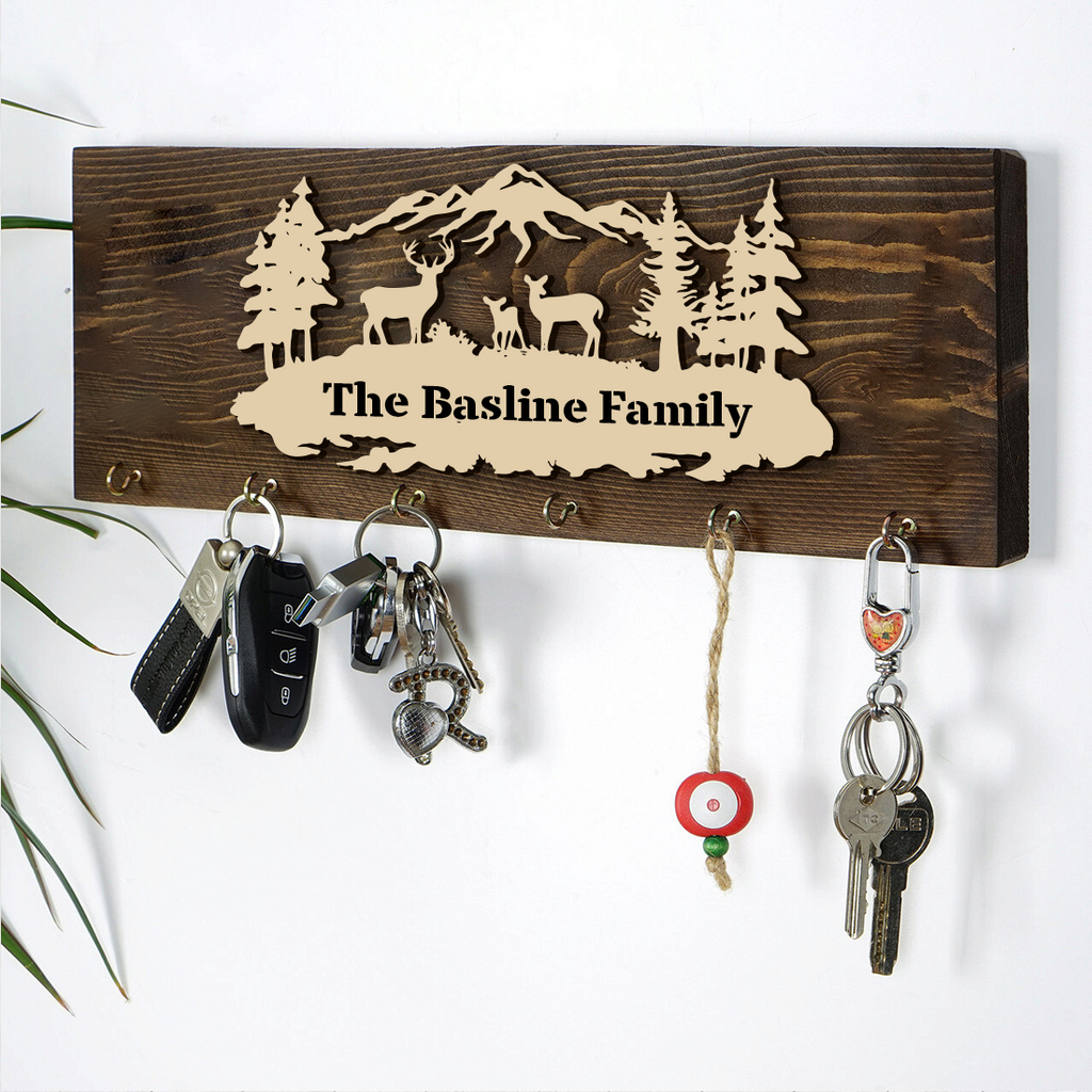 Personalized Hunting Key Holder with Hooks - Christmas Family Decor