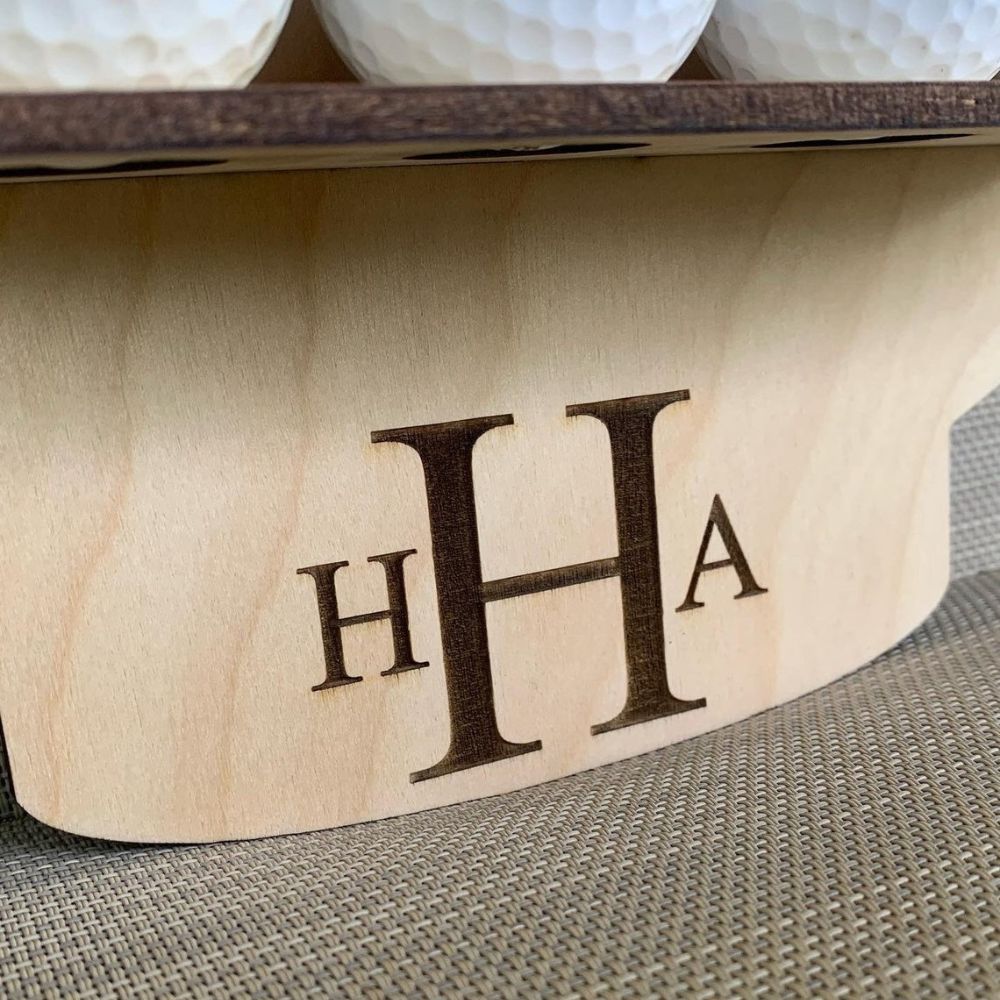 Personalized Wooden Golf Ball Display, Gift for Dad, Gift for Golfer