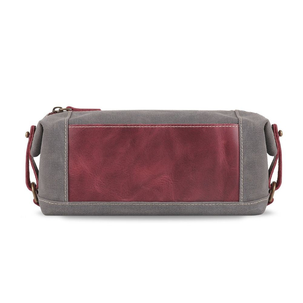 Toiletry Bag Top Grain Leather and Canvas Travel Bag Dopp Kit Makeup Case