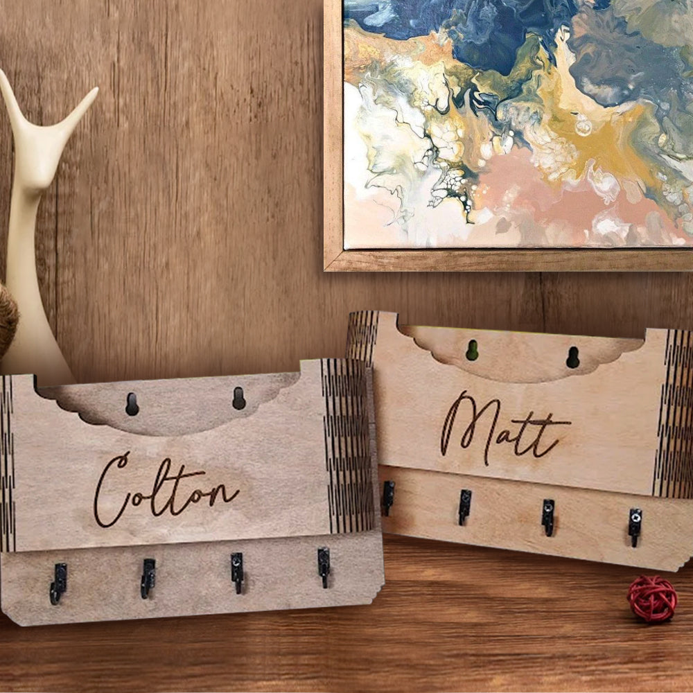 Personalized Wooden Wall Mounted Hat Holder and Accessory Holder