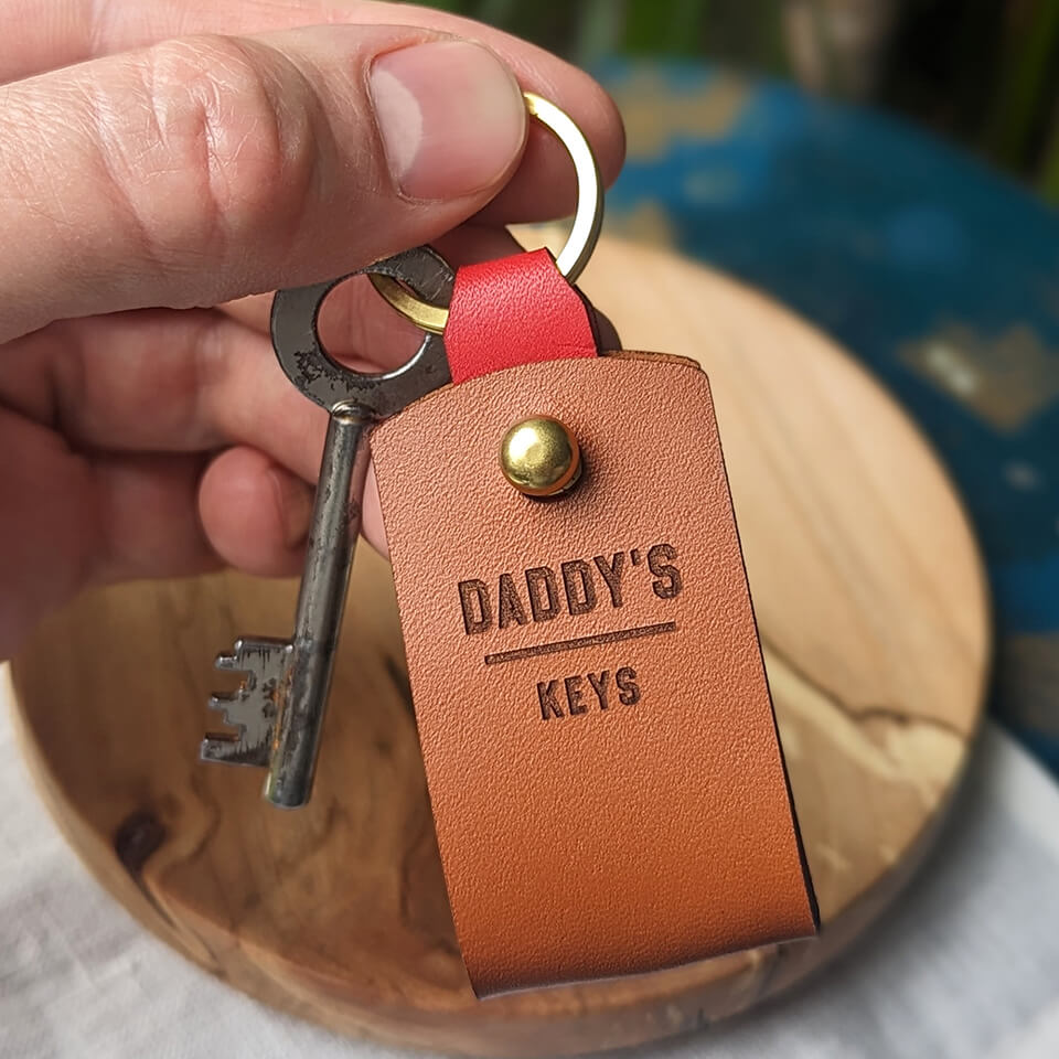Personalized Photo Leather Keyring For Dad