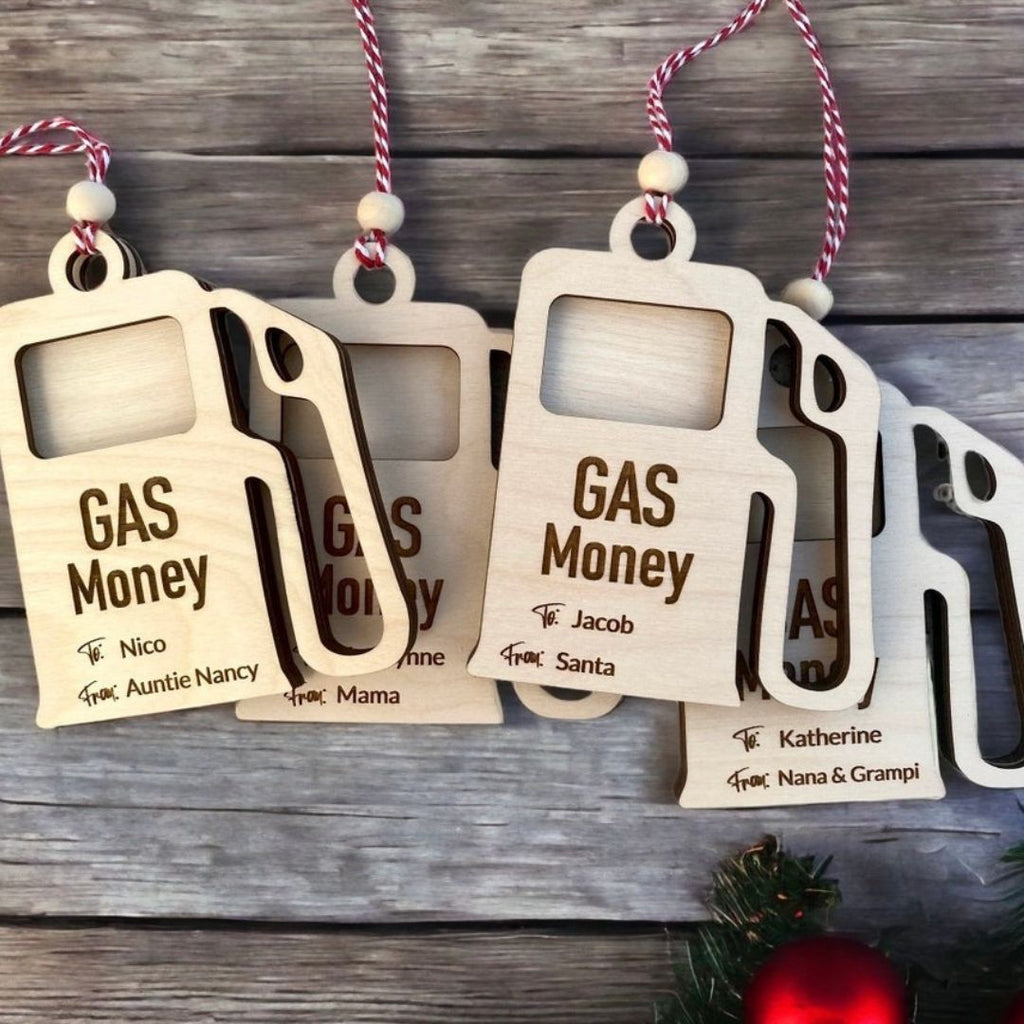 Personalized Gas Money Ornament, Christmas Gift