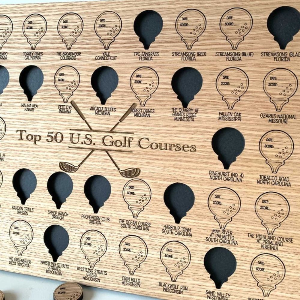 Top 50 US Golf Courses Tracker Board | Customized Golf Bucket List Tracker Board