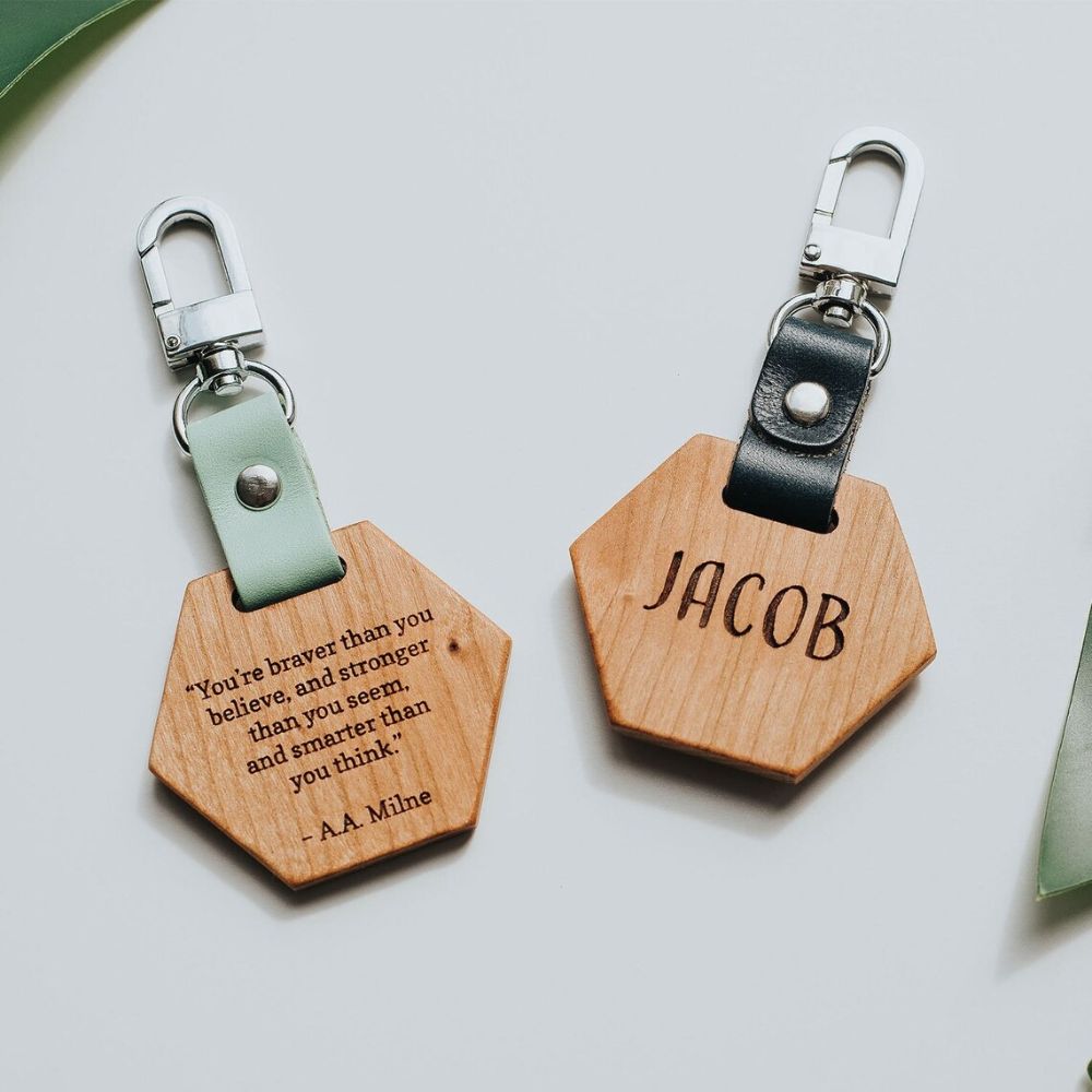 Personalised Wooden School Bag Tag + Quote