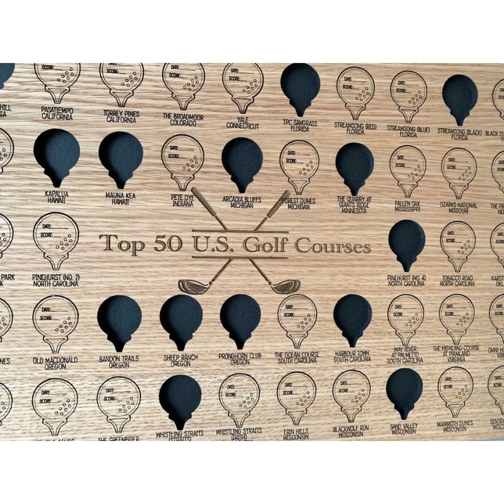Top 50 US Golf Courses Tracker Board | Customized Golf Bucket List Tracker Board