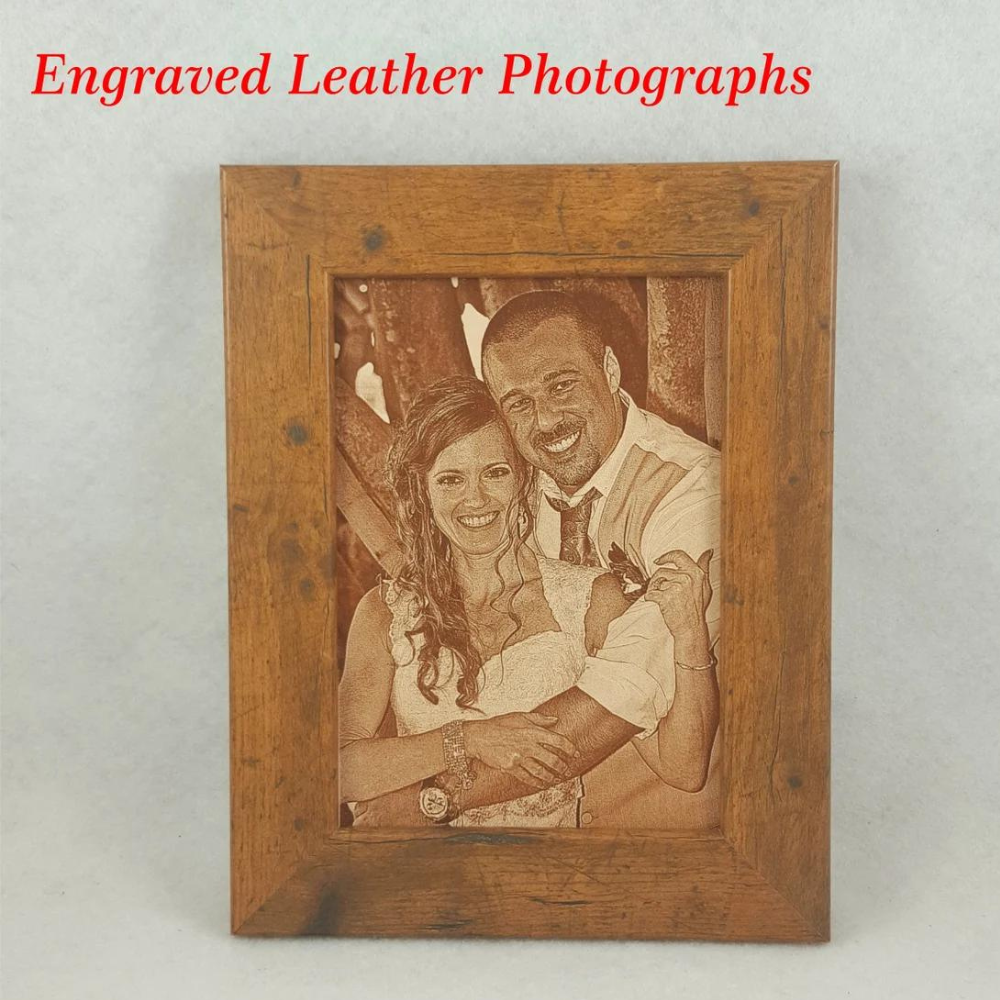 3rd Anniversary Gift for Her, Engraved Leather Photo,