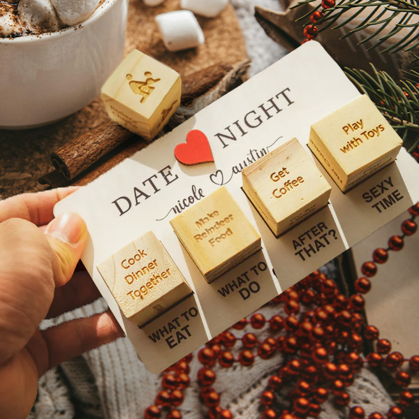 Date Night Dice After Dark Edition - Christmas Activities Version - Wooden Board Game for couple