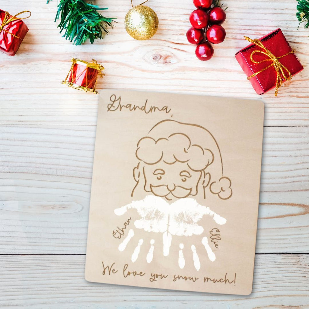 Personalized Wooden Handprint We Love You Snow Much - Christmas Handprint, Gift For Nana, Mama