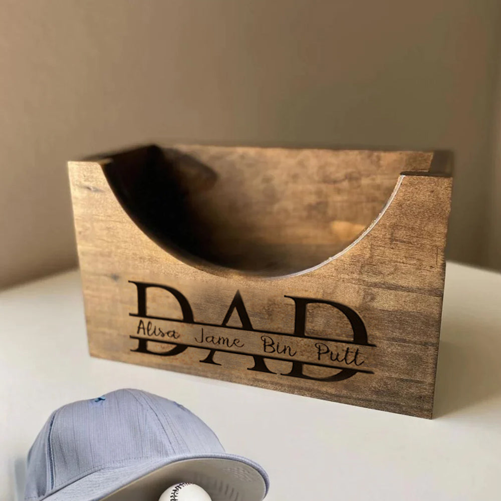 Custom Wooden Hat Holder Box With Kids' Name Gift for Men