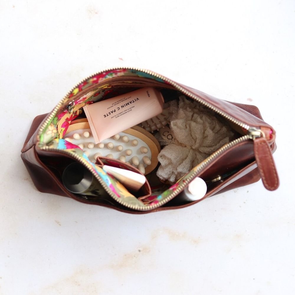 Leather Wash Bag, Ladies Leather Toiletry Bag