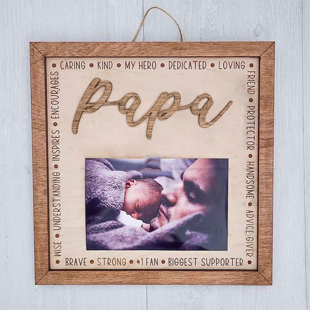 Personalized Wooden Father's Day Picture Frame, Gift For Dad - Father's Day Gift
