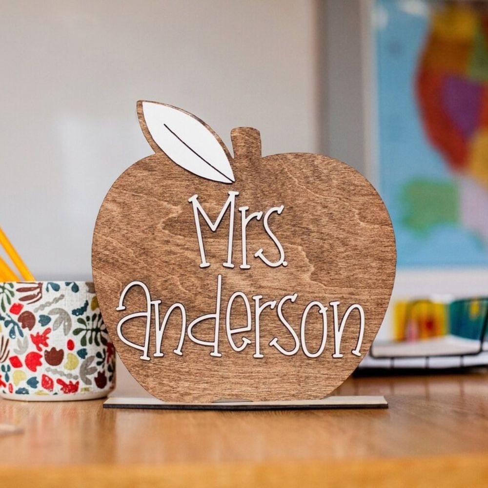 Personalized teacher gift, Apple sign teacher