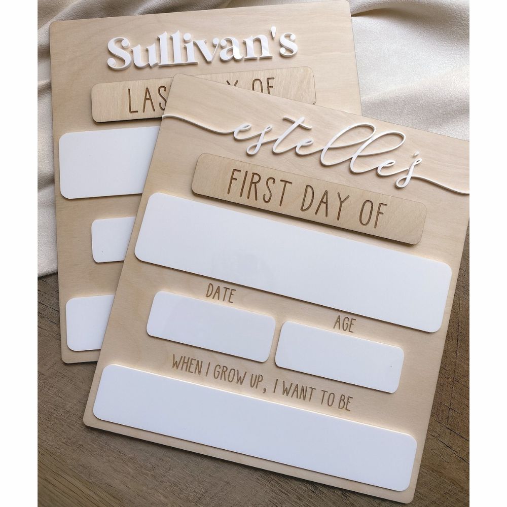 Personalized Engraved First and Last Day of School Sign