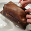 Personalized Vintage Leather Collar Stud Wash Bag