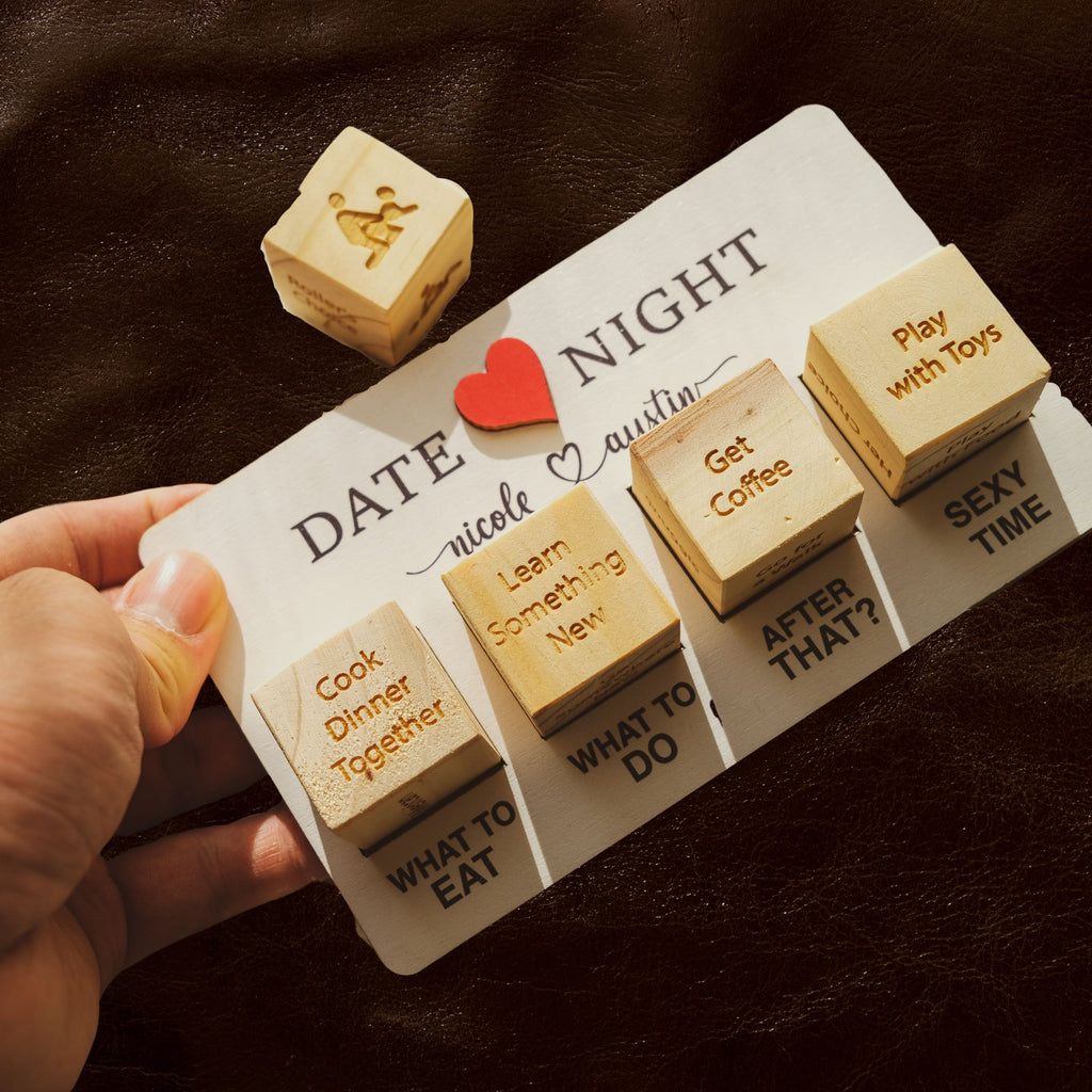 Date Night Dice After Dark Edition -Anniversary & Valentine Gift - Wooden Board Game for couple