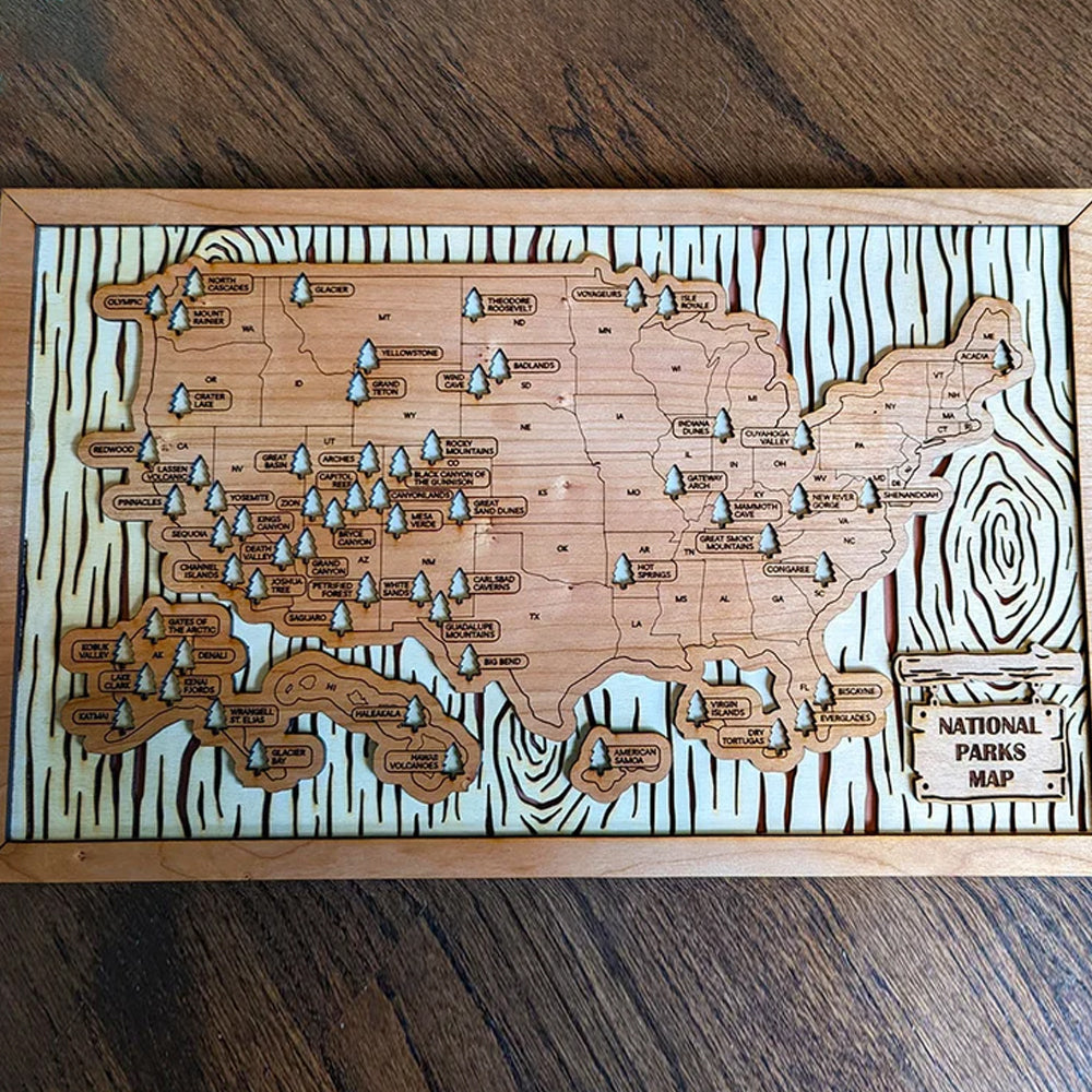 Personalized Wooden US National Parks Travel Map - Gift For Travel Lovers