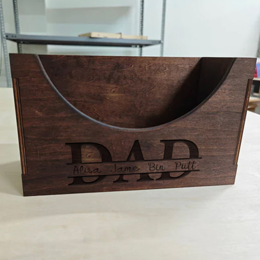 Custom Wooden Hat Holder Box With Kids' Name Brown