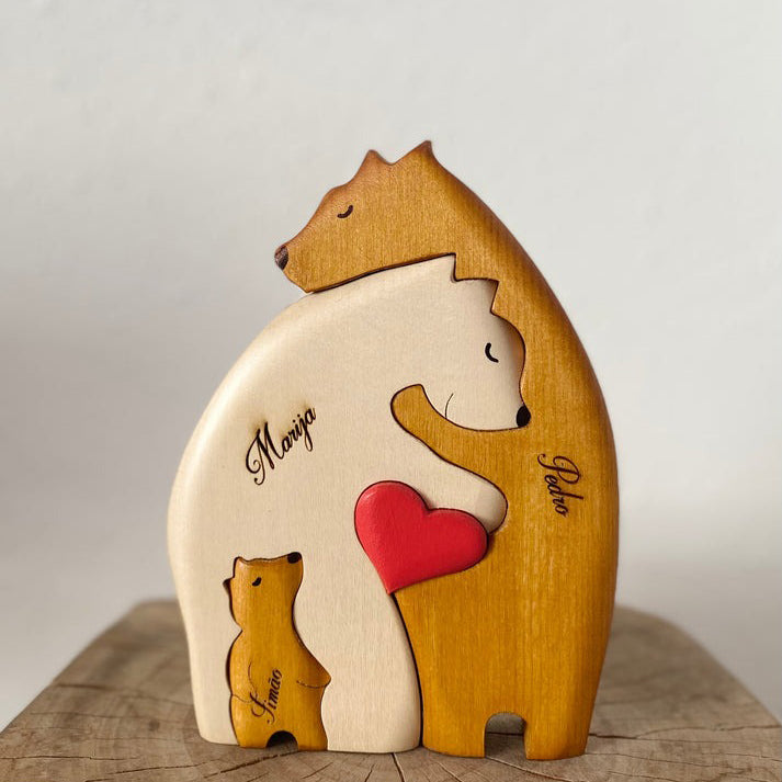 Personalized Wooden Bear Family With Shelter Puzzle