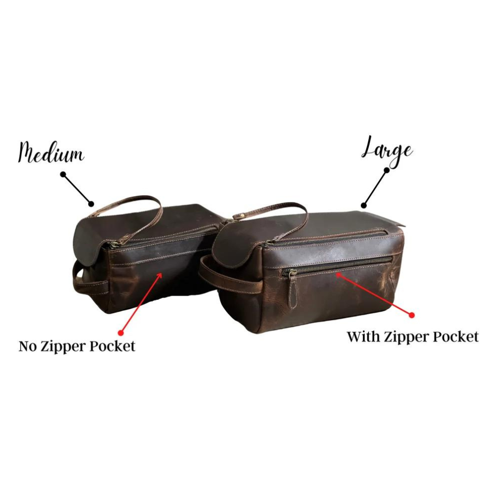 Leather Dopp Kit- Personalized Anniversary Gift For Him