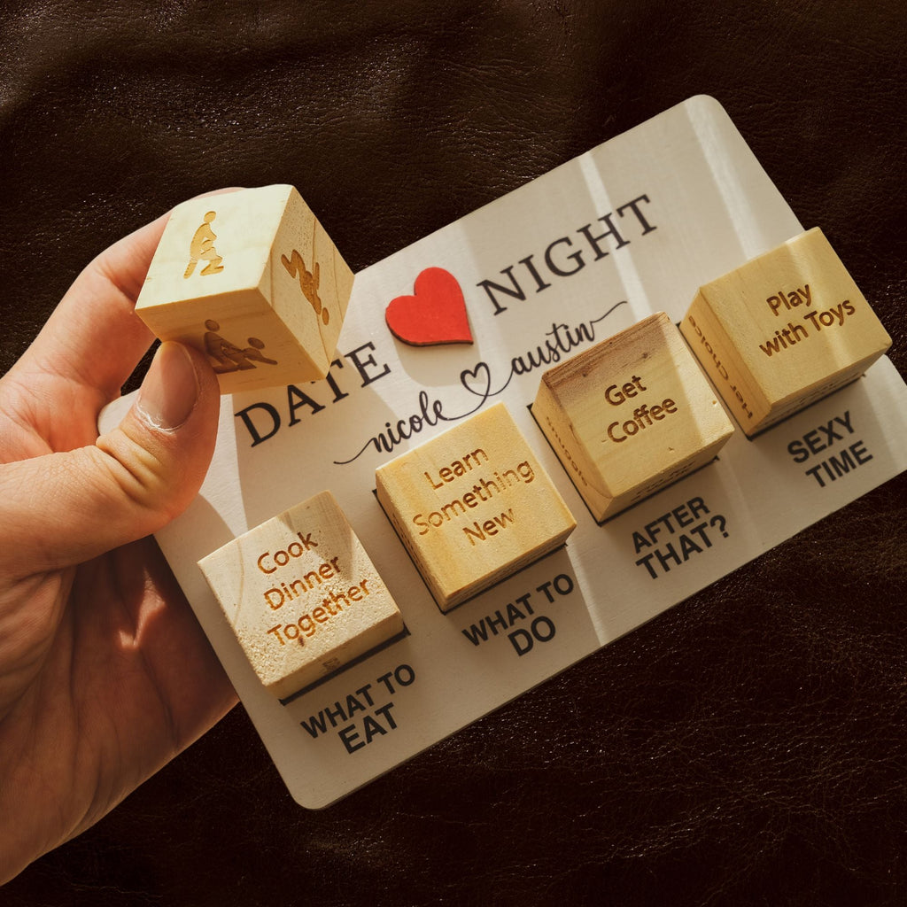 Date Night Dice After Dark Edition With Halloween Box - 5th Anniversary Gift - Wooden Board Game for couple