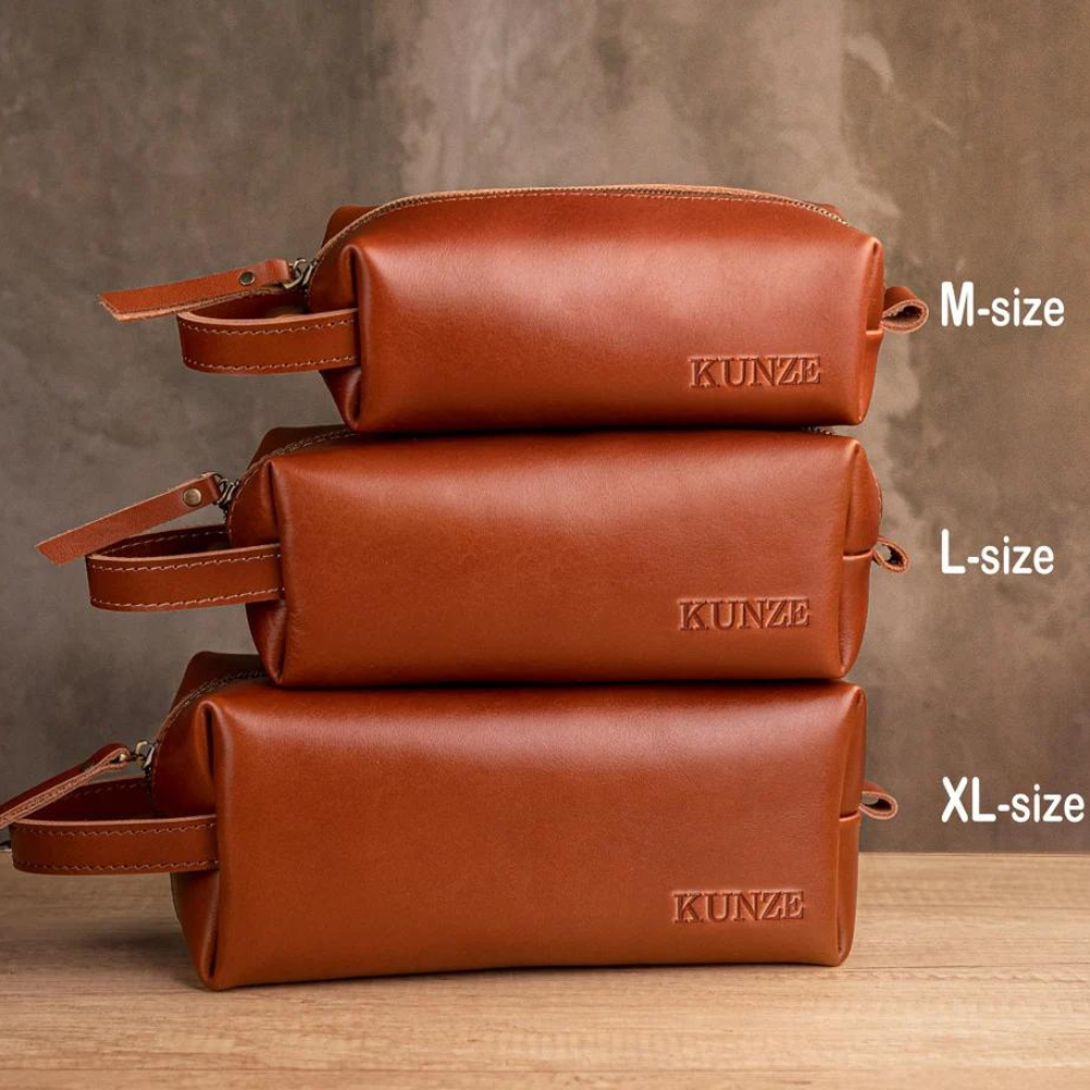 Personalized Leather Toiletry Bag - Anniversary, Wedding Gift For Men