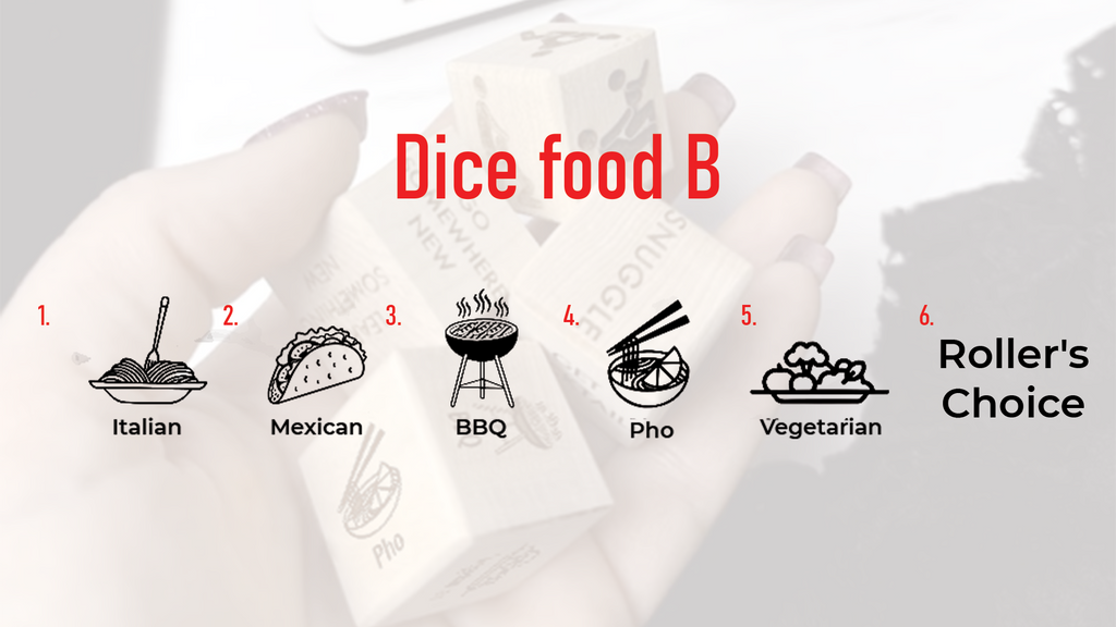 Date Night Dice After Dark Edition With Various Food Dice Choices