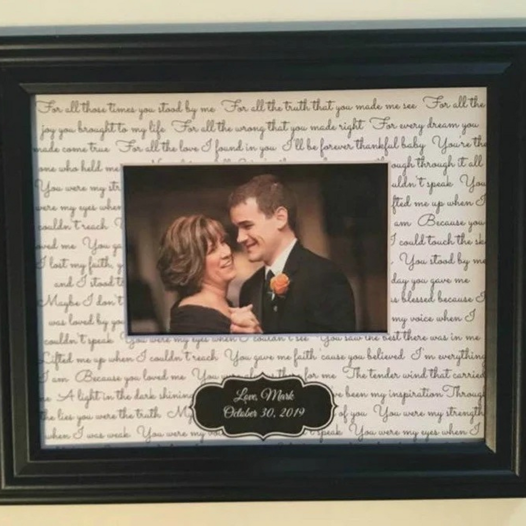 Mother Son Dance Lyrics Picture Frame - Wedding Gift