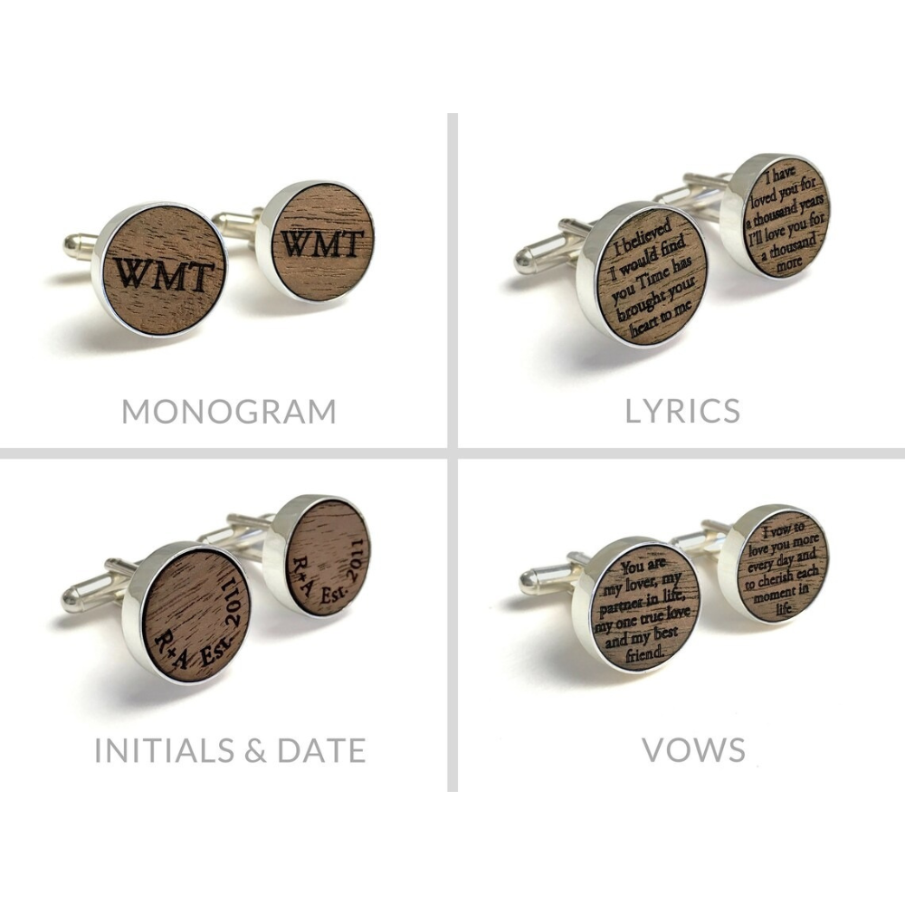 A Thousand Years Cufflinks and Tie Bar - Wood Anniversary gift for Him