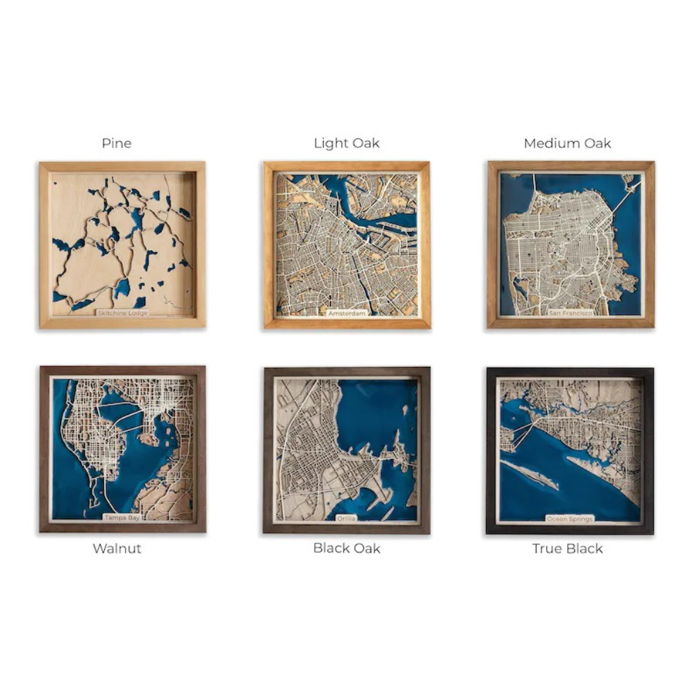 Wooden Map of Any City in the World - 5th Anniversary Gift
