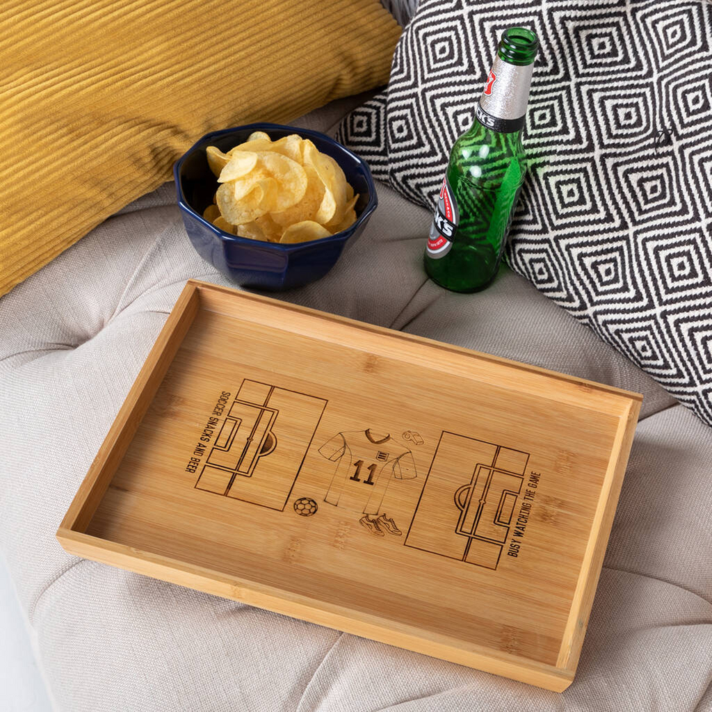 Personalized Wooden Sport Food Tray, Half Time Snacks Tray - Christmas Gift For Men