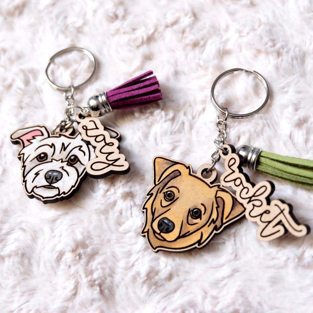 Pet Illustrated Portrait Keychain - Gift for Pet Lovers