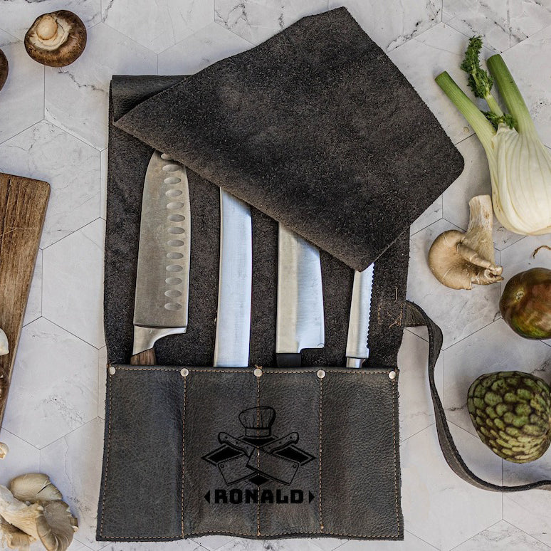 Personalized Leather Knife Roll, Cooking Chief Gift - Christmas Gift