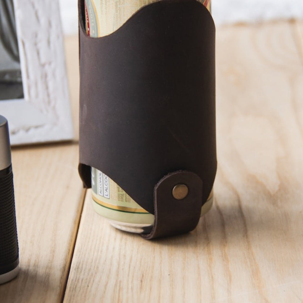 Personalized Engraved Leather Belt drink holder, Beverage Can Holder - Christmas Gift