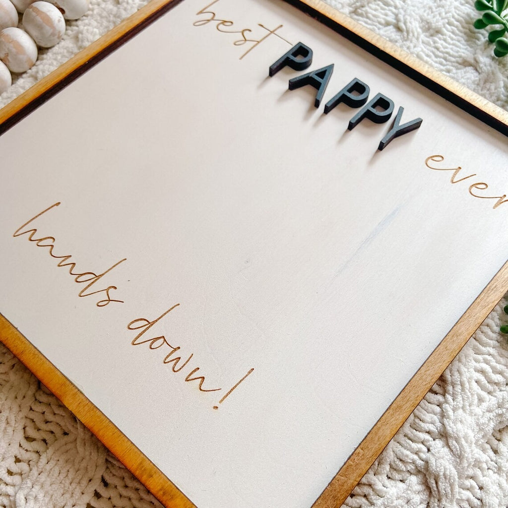 Best Dad Hands Down Square Sign - Handprint Sign - Father's Day Gift