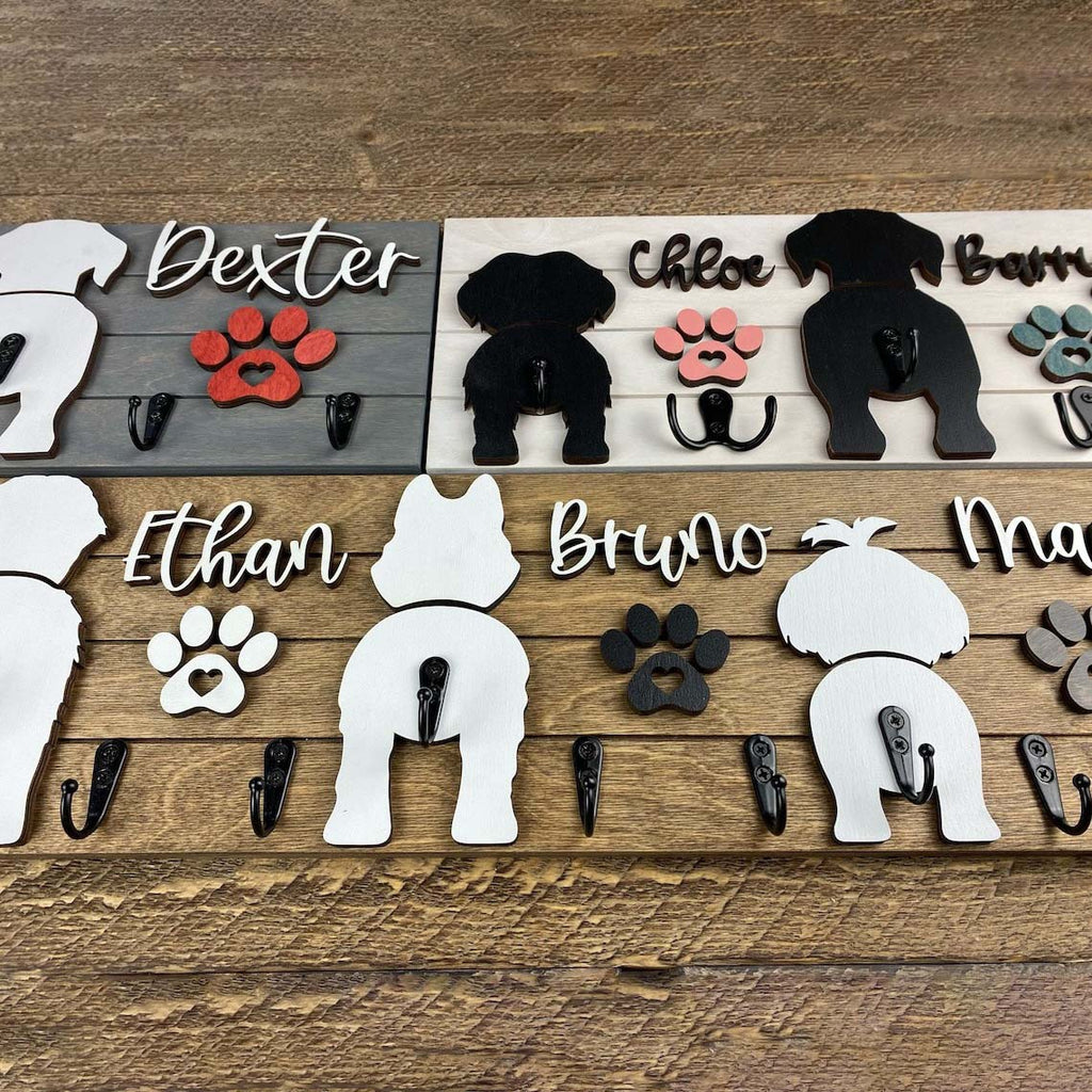 Custom Shiplap Dog Leash Holder - Christmas Gift for Dog Lovers