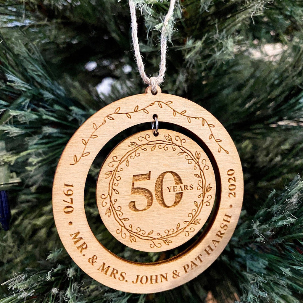 Personalized Wooden Anniversary Ornament - Christmas Ornament Anniversary For Couples