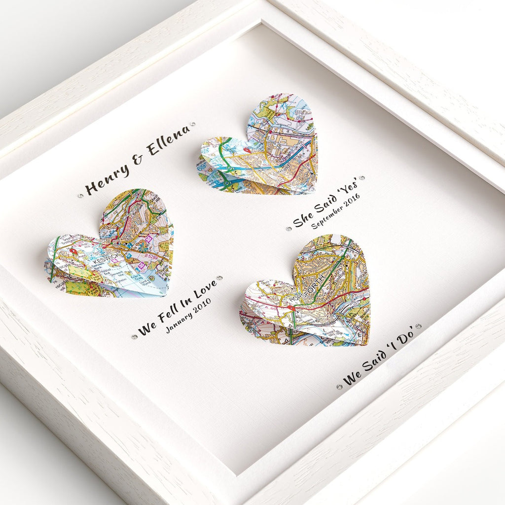 Personalized Pop-up Paper Maps Design With Frame - Anniverasry Gift