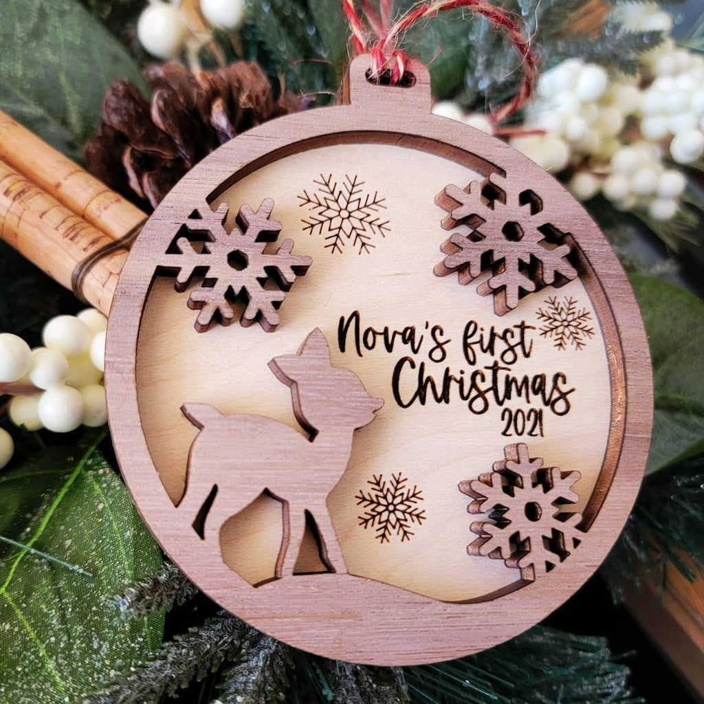 Personalized Baby's First Christmas, Deer Ornament
