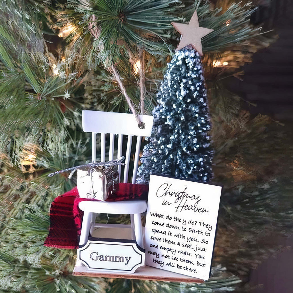 White Chair Set - Christmas in Heaven Chair Hanging Memorial Ornament