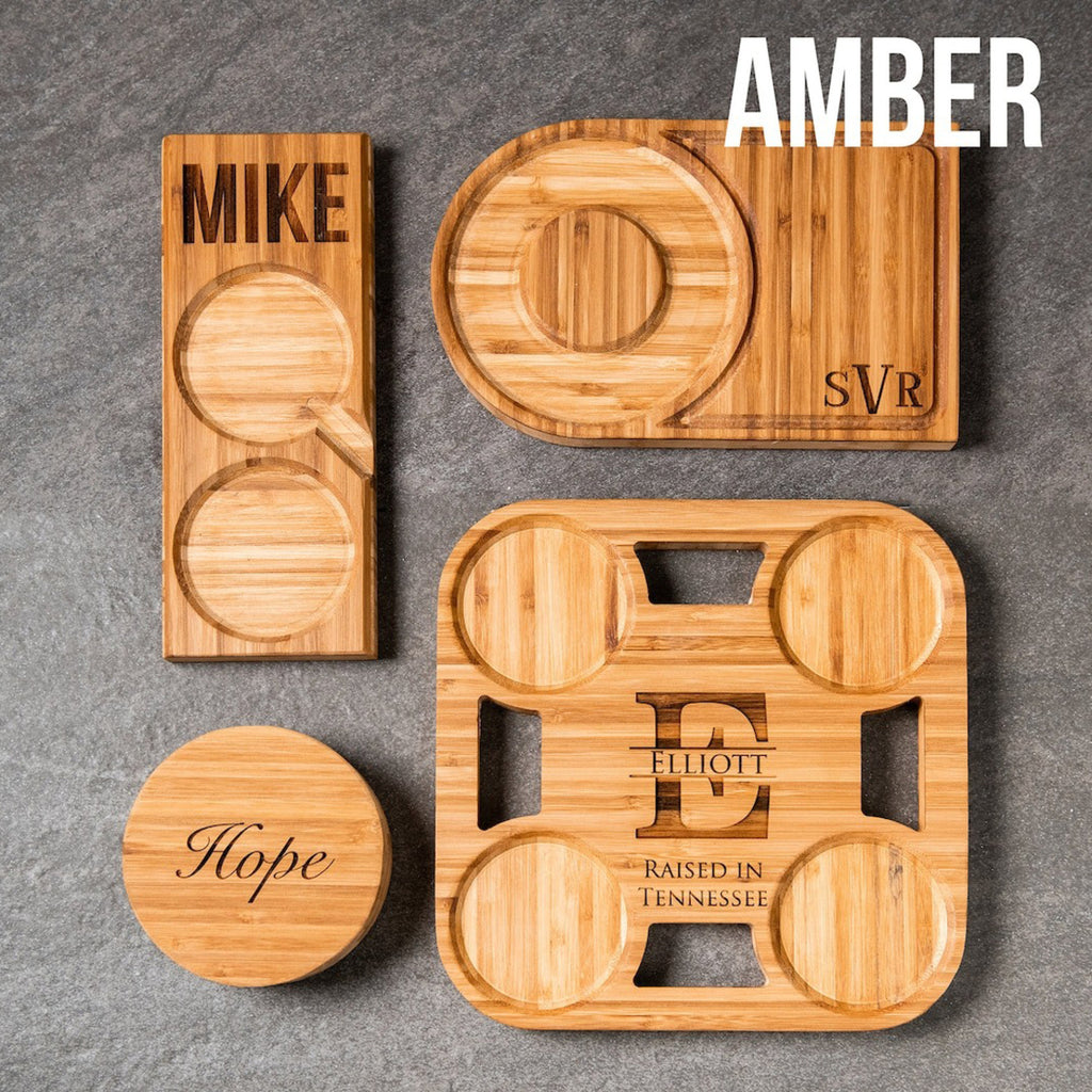 Personalized Engraving Wooden Cocktail and Decanter Trays/Boards