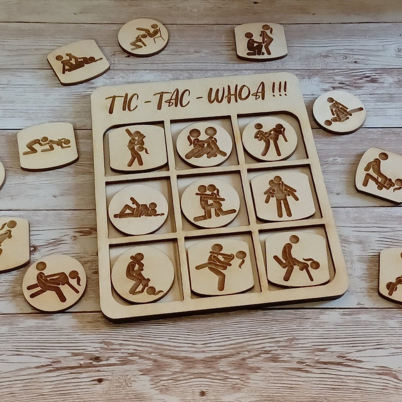 Personalized Wooden Tic Tac Woa - Intimate Game For Couples